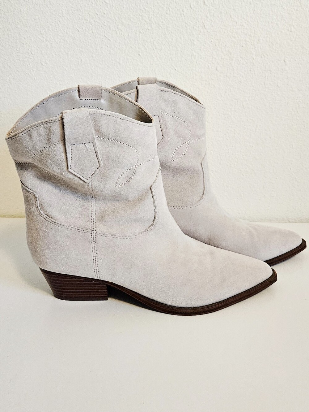 Marc Fisher Women's Cream Suede Western Ankle Boots